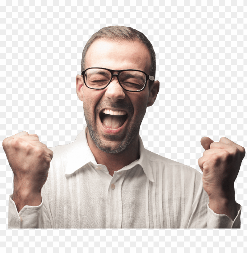 excited man with glasses rejoicing him success glasses people PNG transparent with Clear Background ID 256852